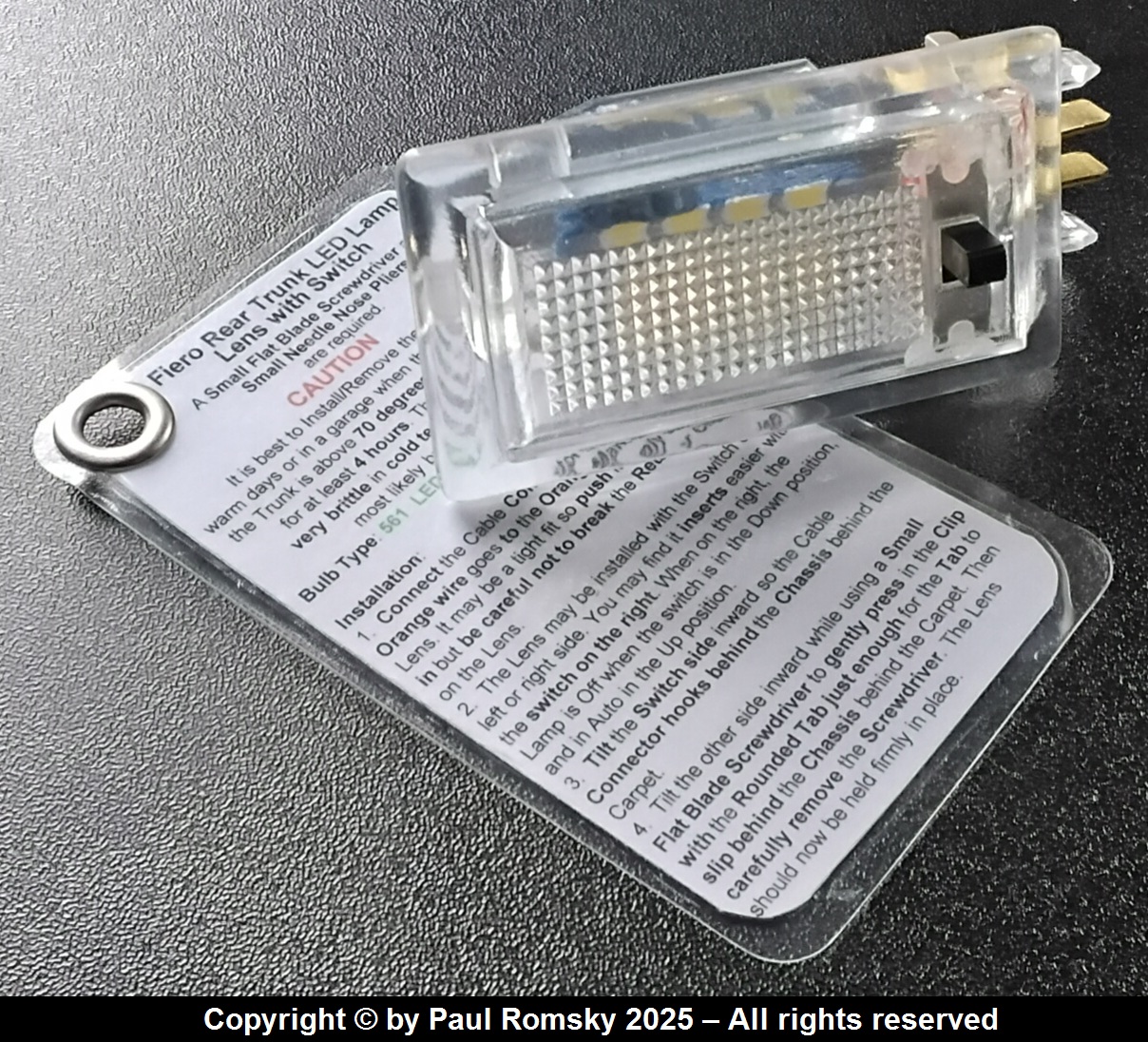 Fiero Rear Trunk LED Lamp Assembly with Switch